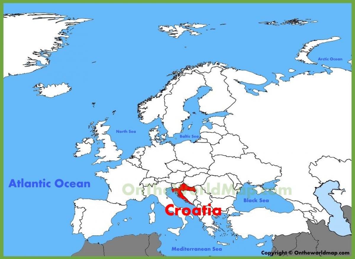 クロアチアの場所が世界の地図