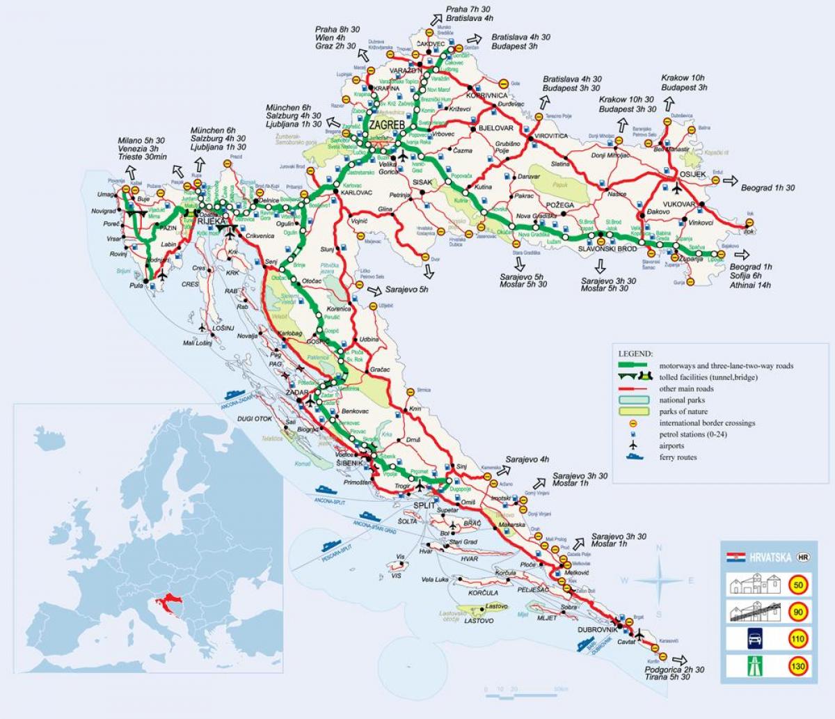 地図クロアチアの列車