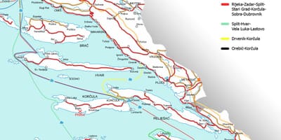 地図クロアチアのフェリー