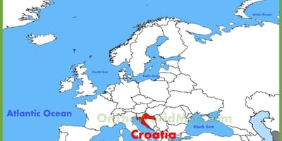 クロアチアの場所が世界の地図