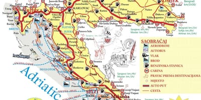 クロアチア旅行先での地図
