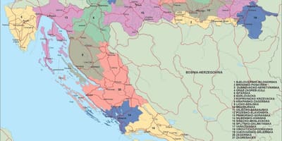 地図のクロアチア政治 