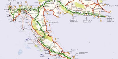 地図クロアチアの道路旅