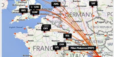 クロアチア航空の地図