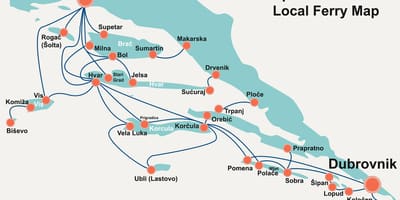 地図のクロアチアの海岸線